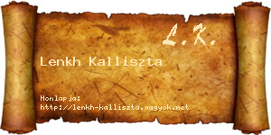 Lenkh Kalliszta névjegykártya